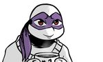  2018 anthro bandanna beverage bust_portrait clothed clothing coffee coffee_cup cup donatello_(tmnt) holding_cup holding_object inkyfrog male mask partially_colored portrait red_eyes reptile scalie shell simple_background smile solo teenage_mutant_ninja_turtles turtle white_background 