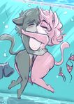  aeris_(vg_cats) anthro big_breasts bikini blush breasts cat clothing duo feline female joelasko kissing leo_(vg_cats) making_out male mammal nude penis shorts swimming_pool swimsuit underwater vg_cats water 