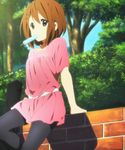  brown_eyes brown_hair food hair_ornament hairpin highres hirasawa_yui k-on! opening pantyhose popsicle screencap short_hair solo stitched third-party_edit 