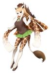  :o animal_ears bangs black_eyes blonde_hair bow bowtie breasts brown_footwear brown_hair brown_vest cape_giraffe_(kemono_friends) eyebrows eyebrows_visible_through_hair eyelashes full_body giraffe_ears giraffe_horns giraffe_print giraffe_tail gradient_hair green_bow green_neckwear green_skirt high_ponytail horizontal_stripes horns ise_(0425) kemono_friends large_breasts legs_apart long_hair long_sleeves looking_away miniskirt multicolored multicolored_clothes multicolored_hair multicolored_legwear multicolored_scarf open_mouth pantyhose parted_bangs pleated_skirt scarf shirt shoes sidelocks simple_background skirt solo striped striped_bow tail vest white_background white_hair white_shirt 