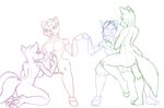  ace(acethebigbadwolf) acethebigbadwolf anthro breasts canine couple_(disambiguation) digital_media_(artwork) dobi eye_contact fangs female fist_bump group handjob kneeling looking_down looking_up male male/female mammal niki_(character) paws penis sex sitting sketch tae wolf 