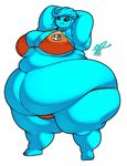  2015 alien baji belly big_belly big_breasts big_butt bikini biped blue_body blue_eyes blue_hair blue_skin breasts butt clothed clothing digital_media_(artwork) dragon_ball dragon_ball_xenoverse dragon_ball_z female hair huge_breasts humanoid looking_at_viewer majin monstrous_humanoid neko-gami not_furry obese overweight overweight_female simple_background smile solo standing swimsuit thick_thighs video_games wide_hips 