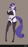  2018 anthro anthrofied big_breasts blue_eyes bra breasts clothing cutie_mark digital_media_(artwork) ear_piercing equine eyeshadow female friendship_is_magic garter_belt garter_straps hair hi_res hooves horn horn_ring legwear lingerie lipstick makeup mammal mascara my_little_pony navel panties piercing pixelsketcher purple_hair rarity_(mlp) simple_background solo stockings underwear unicorn 