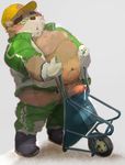  2018 anthro balls bear belly blush clothed clothing cum dumdum eyewear glasses male mammal moobs overweight overweight_male pants penis solo tokyo_afterschool_summoners volos 