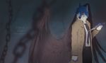  2013 5_fingers anthro black_nose blue_fur blue_hair canine clothed clothing digital_drawing_(artwork) digital_media_(artwork) dog feathered_wings feathers fur grey_fur grypwolf hair heterochromia male mammal solo standing wings 