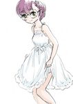 breasts chrono_trigger commentary_request dress glasses lucca_ashtear purple_hair s-a-murai short_hair smile solo 