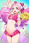  :d adapted_costume back_bow bow cameltoe character_name covered_nipples cowboy_shot cure_yell double_bun earrings flower hair_flower hair_ornament hair_ribbon heart heart_hair_ornament highres holding hugtto!_precure jewelry long_hair looking_at_viewer magical_girl microskirt midriff navel nono_hana open_mouth pink_eyes pink_hair pink_shirt pink_skirt pom_poms precure red_ribbon ribbon rumo shirt skirt sleeveless sleeveless_shirt smile solo 