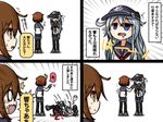  0_0 3girls anchor_symbol bangs black_legwear black_skirt brown_eyes brown_hair comic commentary drooling emphasis_lines eyebrows_visible_through_hair falling giving_up_the_ghost grey_footwear hair_between_eyes hibiki_(kantai_collection) ikazuchi_(kantai_collection) inazuma_(kantai_collection) kantai_collection long_sleeves lying meme multiple_girls neckerchief on_back on_ground open_mouth pleated_skirt raythalosm red_neckwear saliva school_uniform serafuku shirt shoes skirt standing sweat tears thighhighs translated wavy_mouth white_shirt 