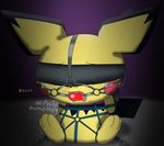  ambiguous_gender ball_gag bdsm blindfold bondage bound crying droll drooling fur gag gagged nintendo pichu pok&eacute;mon pok&eacute;mon_(species) rope saliva simple_background soupcanz tears video_games yellow_fur 