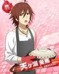  amagase_touma card_(medium) character_name cooking_pot gloves idolmaster idolmaster_side-m red_eyes red_hair shirt short_hair 
