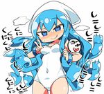  blue_eyes blue_hair bracelet breasts chibi cowboy_shot handjob_gesture hat heart heart-shaped_pupils ikamusume jewelry kanikama long_hair one-piece_swimsuit prehensile_hair sexually_suggestive shinryaku!_ikamusume simple_background small_breasts solo squid_hat swimsuit symbol-shaped_pupils tentacle_hair tentacles white_background white_hat white_swimsuit 