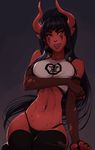  big_breasts breasts clothed clothing demon female humanoid looking_at_viewer mike_nesbitt not_furry piercing solo torn_clothing underwear wide_hips 