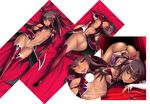  1girl all_fours aoi_nagisa_(metalder) ass bare_legs bed breasts brown_hair dakimakura dark_skin huge_ass leotard lilith-soft long_hair looking_at_viewer lying mizuki_yukikaze naughty_face nipples on_bed shiny shiny_skin small_breasts smile taimanin_(series) taimanin_asagi_battle_arena taimanin_yukikaze tan tanline thong tongue_out 