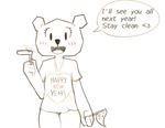  &lt;3 2017 4_fingers anthro bear blush bottomless bzeh cartoon_network clothed clothing digital_media_(artwork) dot_eyes english_text featureless_crotch female looking_at_viewer mammal monochrome open_mouth paper pose shirt simple_background smile solo standing t-shirt teri_(tawog) text the_amazing_world_of_gumball white_background 