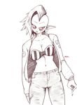  2017 alien bra breasts cigarette cleavage clothed clothing digital_media_(artwork) eyeshadow female freckles hi_res jacket jeans lord_dominator makeup minoss mohawk navel not_furry pants piercing pose red_sclera solo standing thigh_gap tight_clothing tongue tongue_out underwear wander_over_yonder 