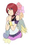  blue_eyes breasts commentary_request kairi_(kingdom_hearts) kingdom_hearts kingdom_hearts_i medium_breasts ohji130 red_hair short_hair solo 