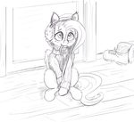  alcor90 blush clothing collar equine fake_cat_ears fake_ears female feral fluttershy_(mlp) footwear friendship_is_magic hair leash long_hair mammal my_little_pony pegasus smile solo wings 