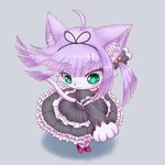  1girl artist_request cat cat_busters furry long_hair purple_hair smile solo teal_eyes 
