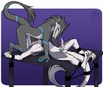  2018 anthro balls bdsm bondage bound cock_ring cum duo erection male male/male mammal nude oral penis sergal sex skdaffle table 