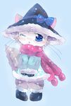  1girl artist_request blue_eyes cat cat_busters furry hat one_eye_closed solo 