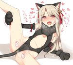  :d anal anal_object_insertion anal_tail animal_ears bare_legs bell black_gloves black_legwear blonde_hair blush butt_plug cat_ears cat_tail center_opening commentary_request covered_nipples elbow_gloves eyebrows_visible_through_hair fake_animal_ears fake_tail fang fate/kaleid_liner_prisma_illya fate_(series) fur_trim gloves hair_ribbon heart heart-shaped_pupils illyasviel_von_einzbern jingle_bell leg_up long_hair looking_at_viewer lying nose_blush object_insertion on_side open_mouth paw_gloves paws red_eyes red_ribbon ribbon rkrk shadow simple_background smile solo spread_legs sweat symbol-shaped_pupils tail translated white_background 