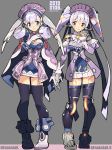  2girls android blue_eyes blush breasts cape curly_hair elbow_gloves fujimoto_hideaki gloves hana_(xenoblade) hana_jk hat head_wings long_hair looking_at_viewer maid_headdress medium_breasts melia multiple_girls nintendo nopon open_mouth orange_eyes purple_hair ribbon robot_joints short_hair silver_hair simple_background smile spoilers thighhighs twintails xenoblade_(series) xenoblade_1 xenoblade_2 