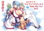  2018 absurdres adapted_costume alternate_breast_size angel_(evangelion) areola_slip areolae arm_support ayanami_rei bamboo bangs bare_shoulders black_gloves blue_bow blue_eyes blush boots bow breasts center_opening checkered checkered_floor chinese_zodiac cross cushion dated detached_sleeves diagonal_stripes dog eyebrows_visible_through_hair fingerless_gloves floating from_side full_body fur_trim gloves gradient hair_between_eyes halterneck hand_puppet happy_new_year head_tilt headgear high_heel_boots high_heels highres huge_breasts japanese_clothes kimono knees_up legs_together long_sleeves mogudan neon_genesis_evangelion new_year no_bra obi open_clothes parted_lips plugsuit puffy_nipples puppet ramiel red_eyes rope sachiel sash shide short_hair short_kimono sitting size_difference stitches striped tassel thigh_boots thighhighs thighs translation_request transparent turtleneck underbust white_footwear white_kimono wide_sleeves year_of_the_dog 