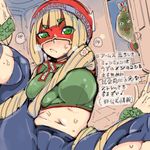  1girl arms_(game) artist_request ass blonde_hair breasts domino_mask female green_eyes huge_ass large_breasts looking_at_viewer mask min_min_(arms) nintendo partially_visible_vulva shiny_skin short_hair sweat 