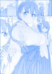  /\/\/\ 4girls ai-chan_(tawawa) blue blush breasts comic commentary getsuyoubi_no_tawawa hair_extensions himura_kiseki jacket japanese_clothes jitome jitome-chan_(tawawa) large_breasts long_hair maegami-chan_(tawawa) miko monochrome multiple_girls open_mouth ponytail silent_comic smile spoken_object star star-shaped_pupils sweater symbol-shaped_pupils thumbs_up upper_body volley-bu-chan_(tawawa) 