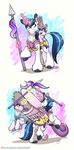  2017 armor beard equine facial_hair female flurry_heart_(mlp) friendship_is_magic horn inuhoshi-to-darkpen mammal melee_weapon my_little_pony polearm shining_armor_(mlp) spear unicorn weapon winged_unicorn wings 