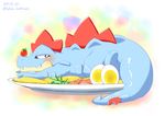  2014 blush feraligatr food kelvin_kombinat male nintendo plate pok&eacute;mon pok&eacute;mon_(species) solo video_games ケルビン@リアルは地獄 