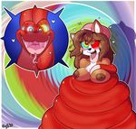  2018 anthro big_breasts blush breasts coiling digital_media_(artwork) drooling female fur hair hi_res hypnosis iamaneagle_(artist) mammal mind_control nipples nude open_mouth red_panda reptile saliva scalie smile snake tongue 