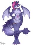  babayana balls breasts collar dickgirl dragon ear_piercing erection horn intersex nude piercing purple_eyes simple_background white_background wings 
