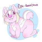  blush cute_fangs effie_the_skunk female fur hi_res hybrid lagomorph mammal mephitid multicolored_fur pastelassz pink_fur rabbit skunk teeth two_tone_fur white_fur 