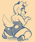  2018 anthro big_butt blush butt canine clothed clothing crossdressing dog fabianoferreira fully_clothed hair happy kneeling looking_back male mammal raised_arm rutmutt short_hair sketch smile solo tongue tongue_out 