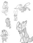 absurd_eyes anthro canine clothed clothing couple_(disambiguation) disney female fox i_ship_it_real_hard judy_hopps lagomorph looking_at_viewer male mammal monochrome nick_wilde nude pencil_(disambiguation) rabbit simple_background smile standing underwear undressing zootopia 