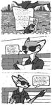  anthro canine clothed clothing comic dialogue disney duke_weaselton english_text eyewear fox fur luraiokun mammal martha_howler_(zootopia) necktie nick_wilde photo sunglasses text zootopia 