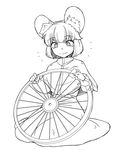  animal_ears bangs capelet closed_mouth commentary_request eyebrows_visible_through_hair full_body greyscale hatching_(texture) holding long_sleeves monochrome mouse_ears mouse_girl nazrin short_hair simple_background sketch skirt smile solo sunatoshi touhou white_background 