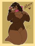  anthro bear bow breasts featureless_breasts featureless_crotch female kneeling mammal nude open_mouth smile solo tattoorexy thick_thighs voluptuous 