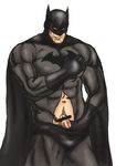  1boy bara batman dc_comics drooling ereciton male_focus muchi_yuki muscle penis solo undressing 