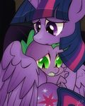  2017 abstract_background blue_hair crying dragon dsana duo equine fangs feathered_wings feathers female friendship_is_magic fur green_eyes hair horn hug leaning male mammal multicolored_hair my_little_pony pink_hair purple_eyes purple_fur purple_hair purple_scales sad scales scared sitting spade_tail spike_(mlp) tears twilight_sparkle_(mlp) wing_hug winged_unicorn wings 