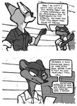  anthro canine clothed clothing comic dialogue disney duke_weaselton duo english_text eyewear fox fur luraiokun mammal mustelid necktie nick_wilde sunglasses text weasel zootopia 