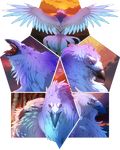  2016 ambiguous_gender avian beak bird black_beak digital_drawing_(artwork) digital_media_(artwork) feathered_wings feathers feral group grypwolf open_mouth teeth tongue wings 