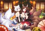  akagi_(azur_lane) animal_ears azur_lane death-the-cat kaga_(azur_lane) kitsune tail thighhighs 