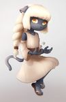  2017 4_fingers anthro black_fur black_nose blonde_hair cat clothed clothing dice feline female footwear fur gra_(kuropapu) hair kuropapu mammal sandals solo wakfu yellow_eyes 