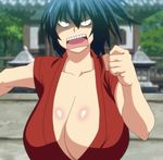  animated animated_gif blue_hair bouncing_breasts breasts huge_breasts manyuu_chifusa manyuu_hikenchou running stitched 