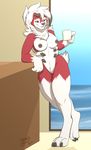  anthro anthrofied breasts canine female fur hair happy lycanroc mammal midnight_lycanroc multicolored_fur nintendo nipples nude pok&eacute;mon pok&eacute;mon_(species) pussy scar smile solo standing tattoorexy video_games wide_hips 