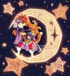  90s animal_ears boots cape cat_ears cat_tail dav-19 earrings gloves headband jewelry knee_boots lina_inverse moon orange_hair pauldrons red_eyes slayers solo tail 