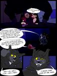  2017 alley anthro beard black_fur brown_hair bull_(torquewintress) canine clothing comic english_text facial_hair facial_piercing fur hair human jacket karma_(torquewintress) laugh male mammal nose_piercing nose_ring piercing sitting standing text torquewintress wolf yellow_eyes 