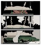  2017 all_fours alligator blackshirtboy blush crocodilian feral goo human kneeling male mammal reptile scalie smoke solo transformation 
